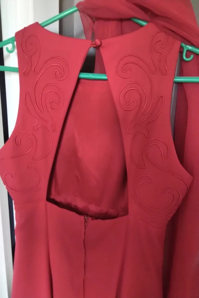 Stunning Red Formal Gown with Matching Shawl image indicator(4)