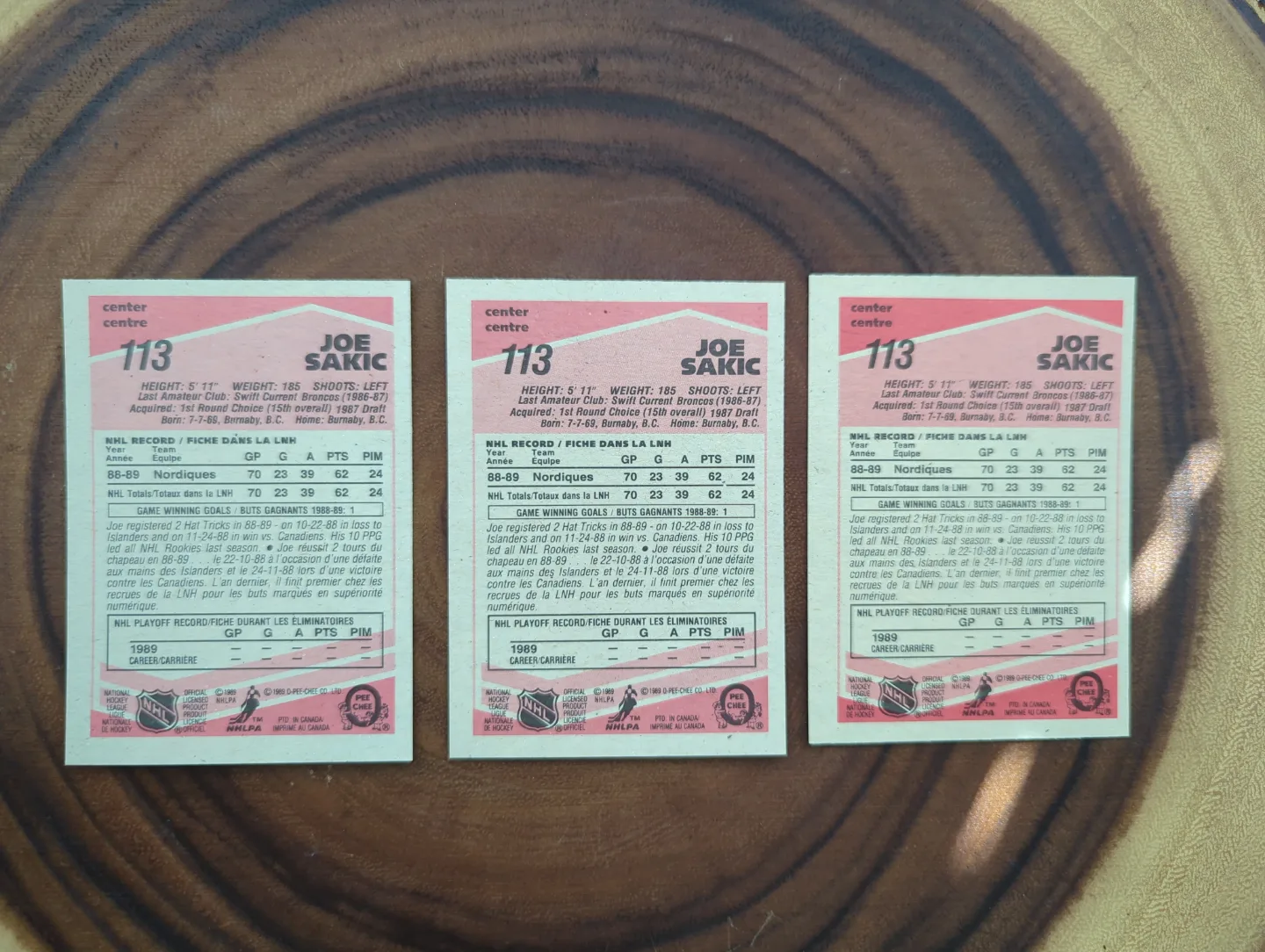 1989 O-Pee-Chee Joe Sakic Quebec Nordiques Card image indicator(4)