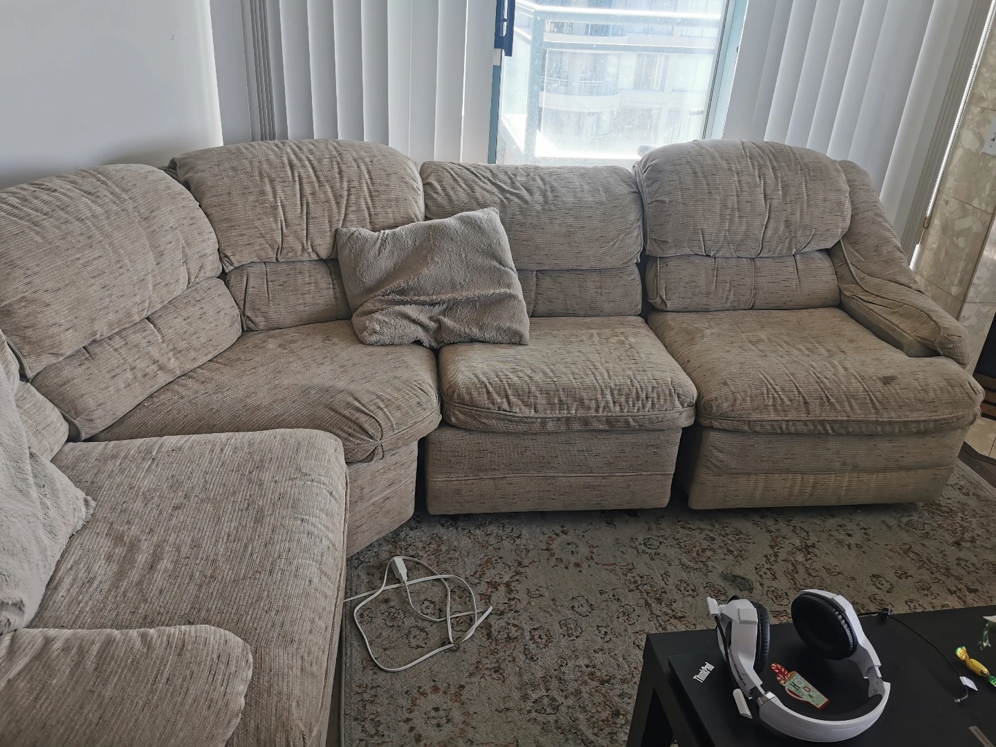 Beige Reclining Sectional Sofa