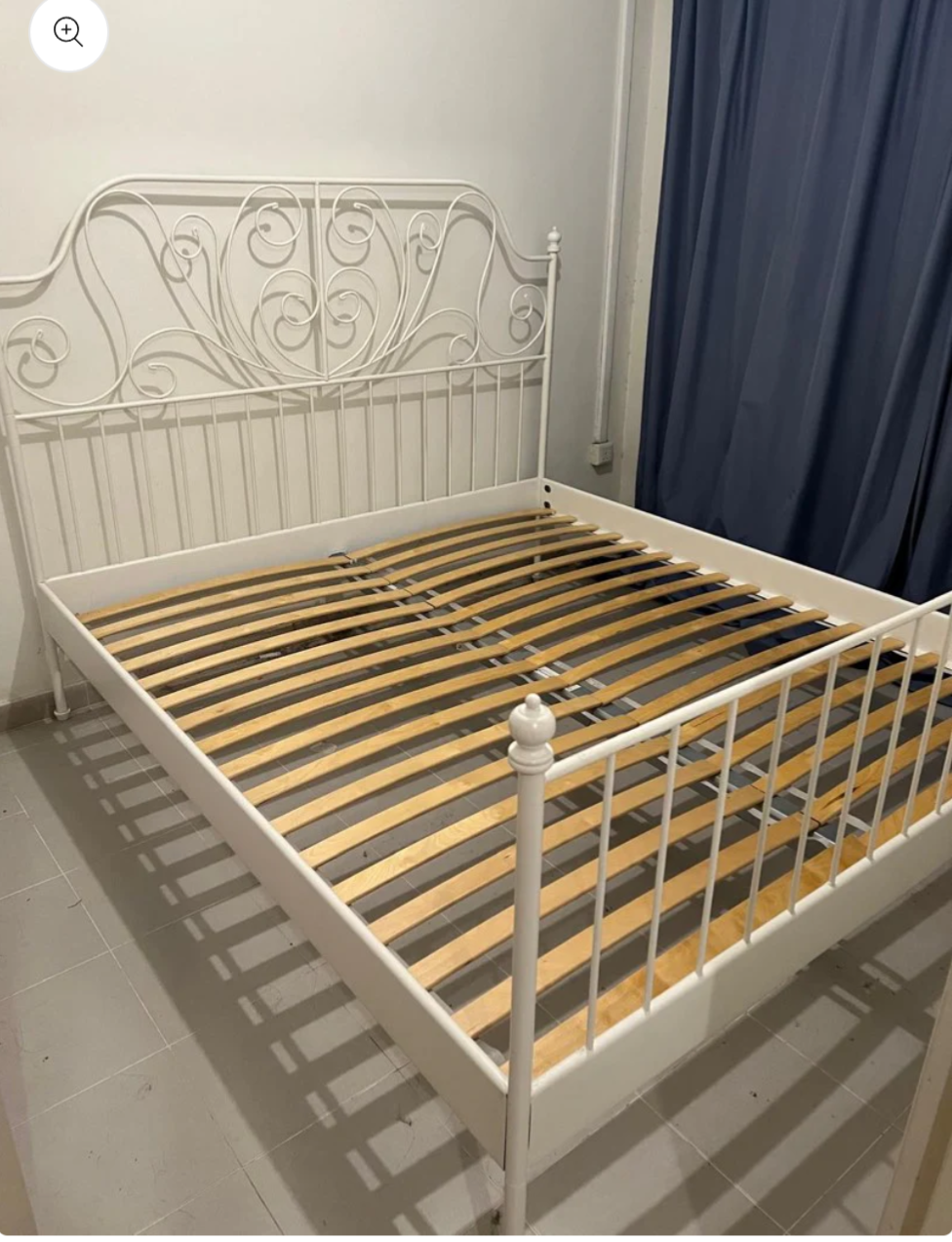 IKEA MALM White Metal Bed Frame - queen size.