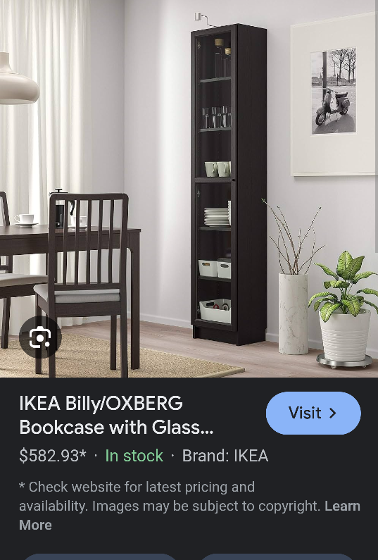IKEA BILLY/OXBERG Bookcase with Glass Door