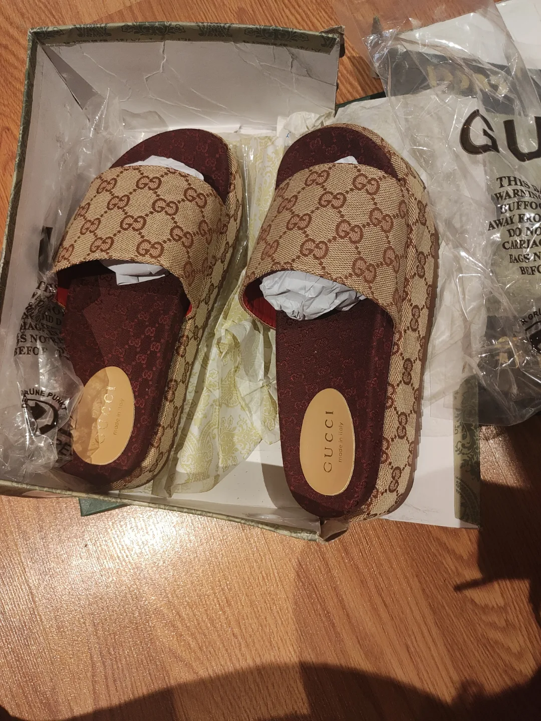 Gucci Slides - Brown and Beige GG Pattern image indicator(6)