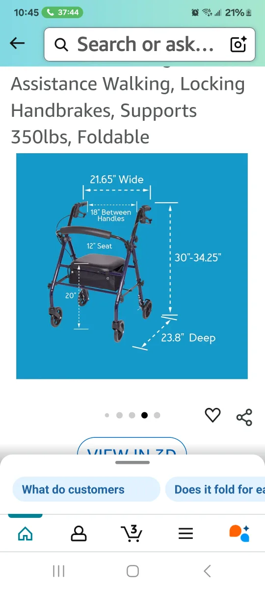 Navy blue Step N' Rest Rolling Walker - Blue, 250lb Support image indicator(9)