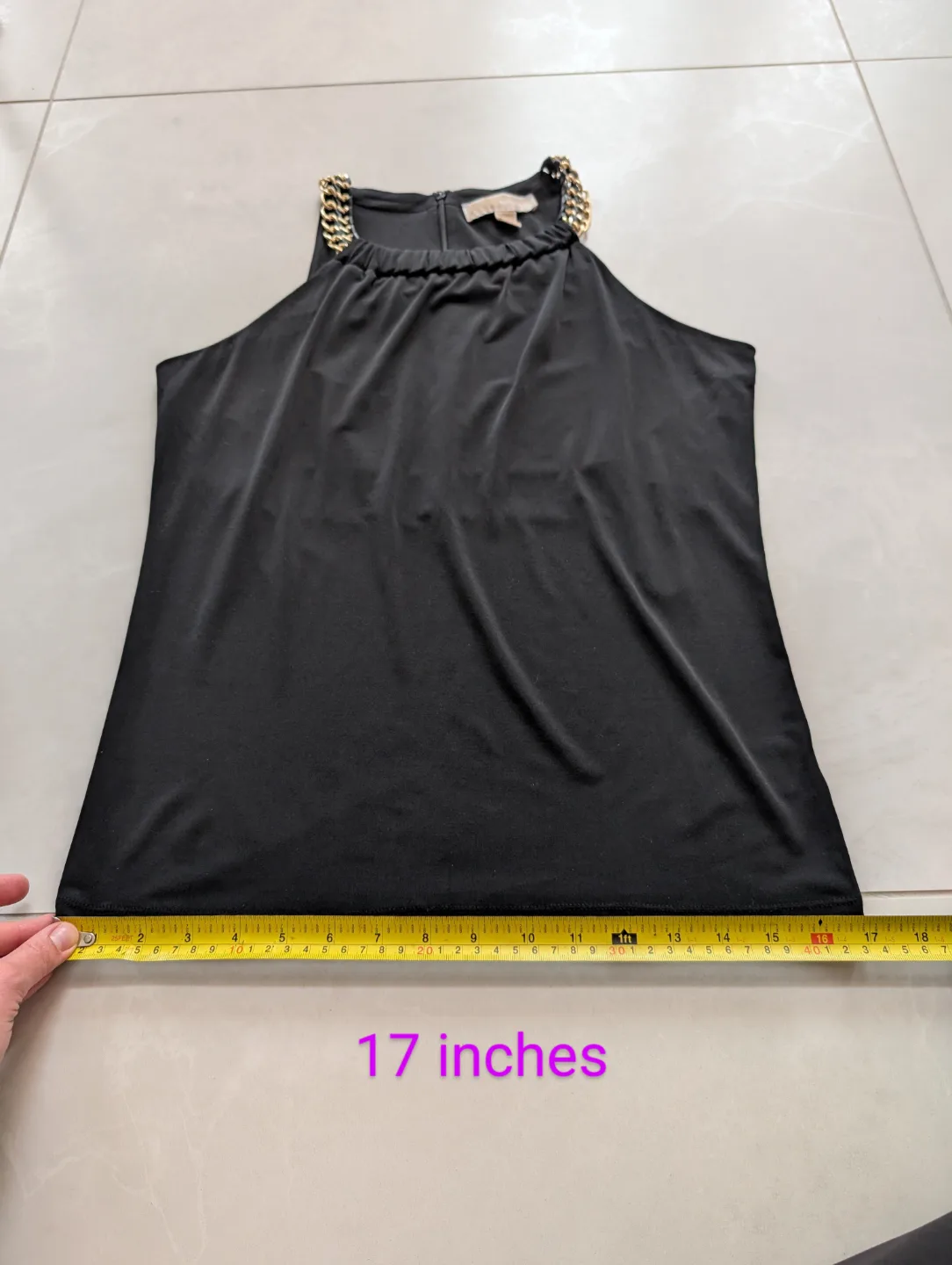 Michael Kors Black High Neck Tank Top with Gold Chain image indicator(9)
