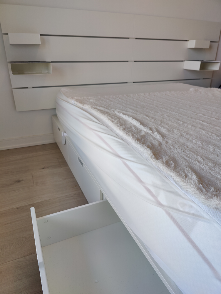 Queen Bed Frame with Headboard & Storage - Excellent Condition - photo 4