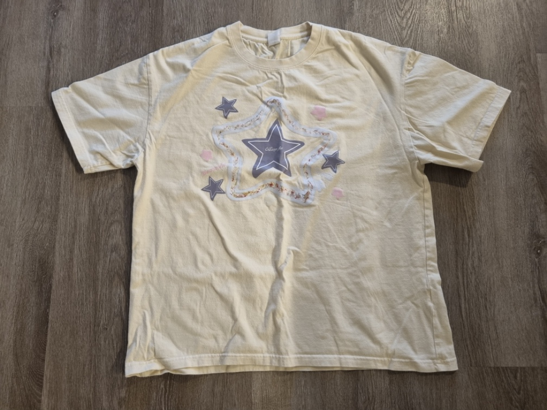Light Yellow Color Star Graphic T-Shirt
