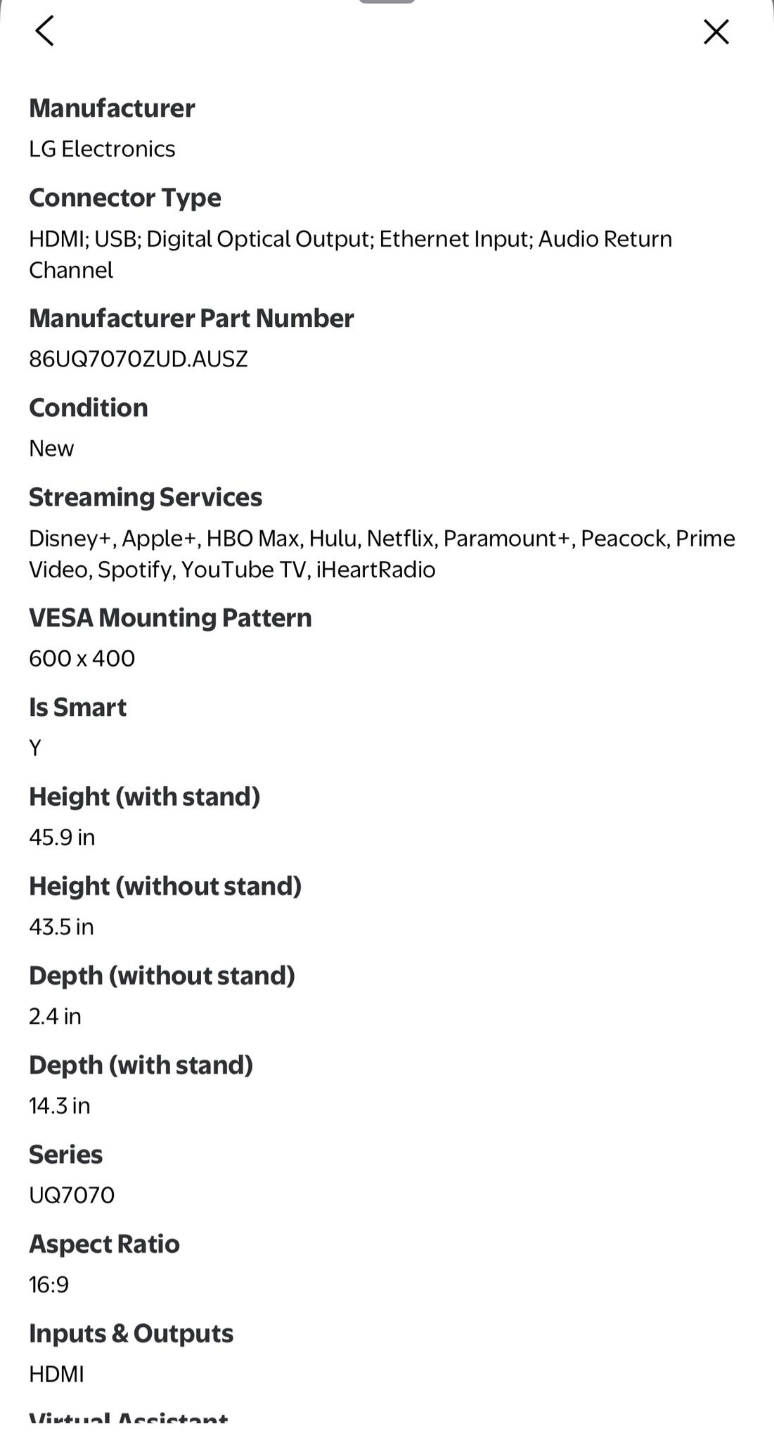 LG 86 inch 4K UHD Smart TV - 86UQ7070ZUD.AUSZ - photo 2