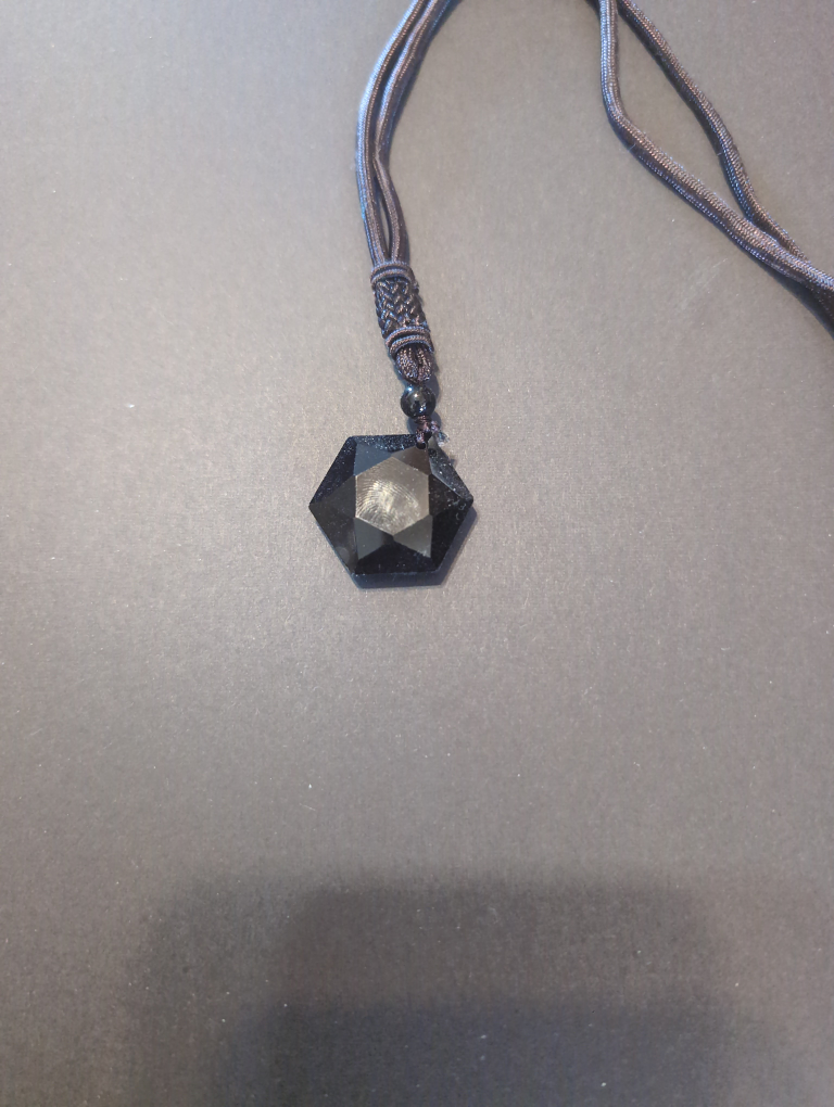 Black Obsidian Hexagonal Pendant Necklace - photo 2