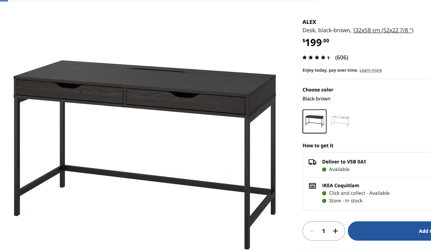 IKEA ALEX Desk - Black-Brown