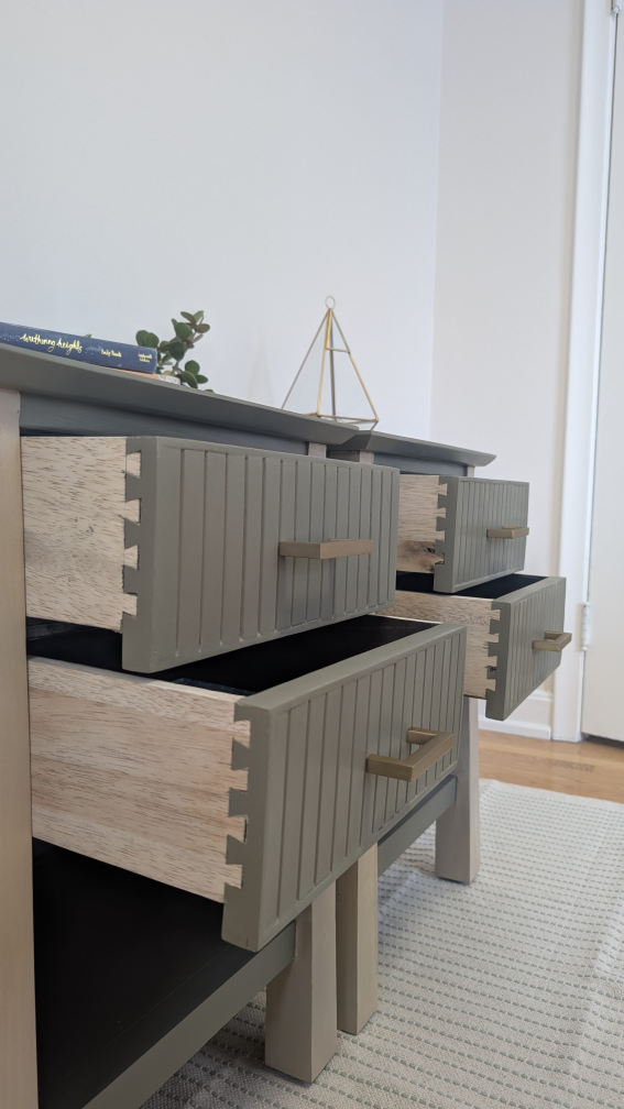 Refinished Nightstand Set - Wood + Sage Green - photo 3