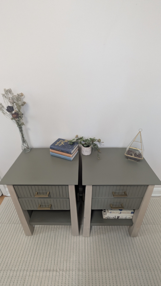 Refinished Nightstand Set - Wood + Sage Green - photo 4