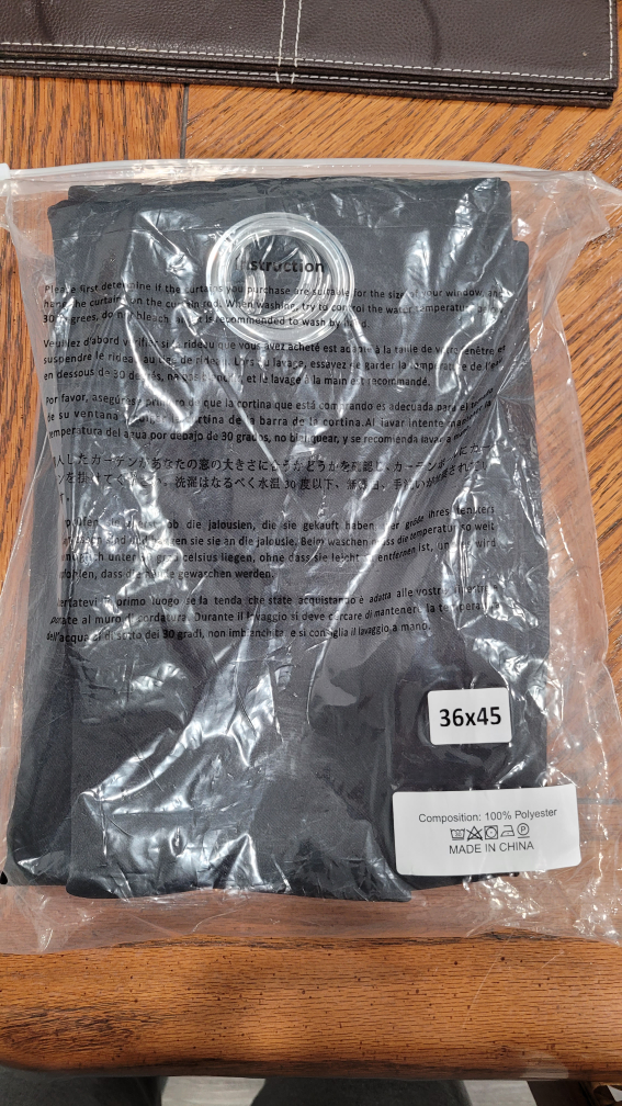 Pair of Black Grommet Blackout Curtains 36x45 Inches - photo 2