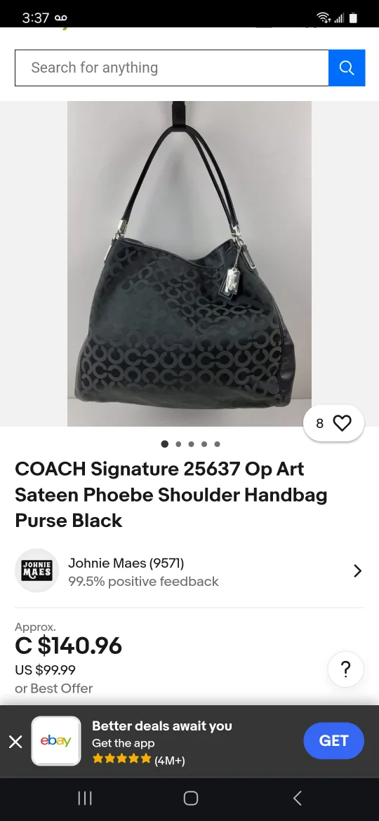 COACH Signature Handbag  Black image indicator(4)