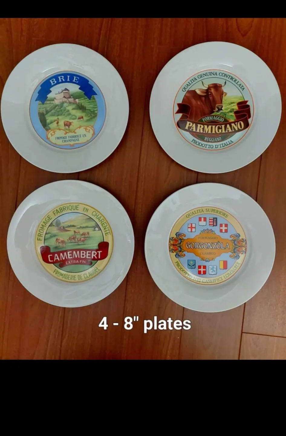 Set of 4 Cheese themed 8" plates thumbnail