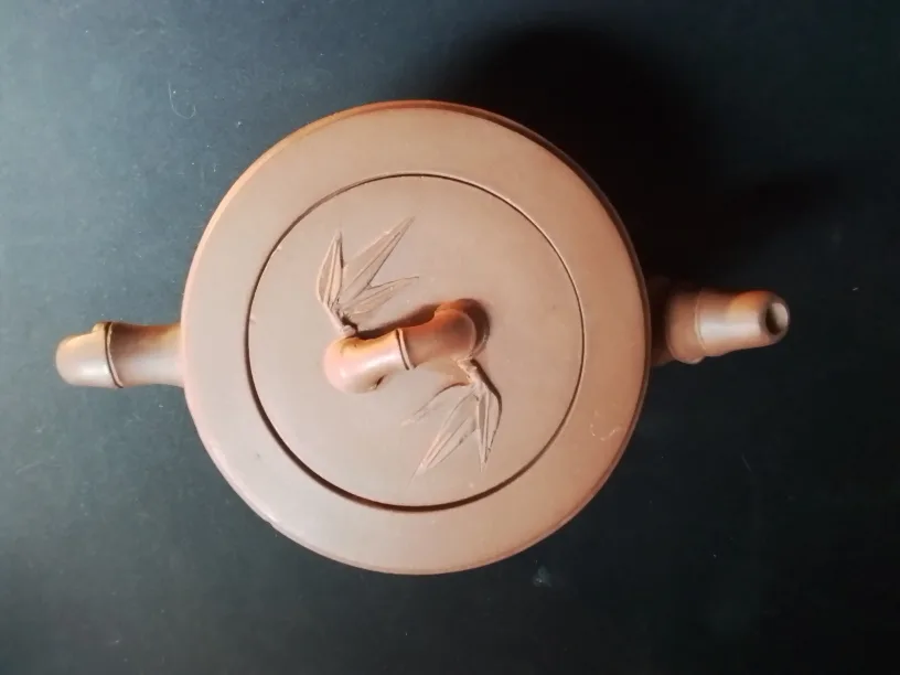 Antique Chinese Zisha Bamboo Teapot Signed by Artist💚 image indicator(3)