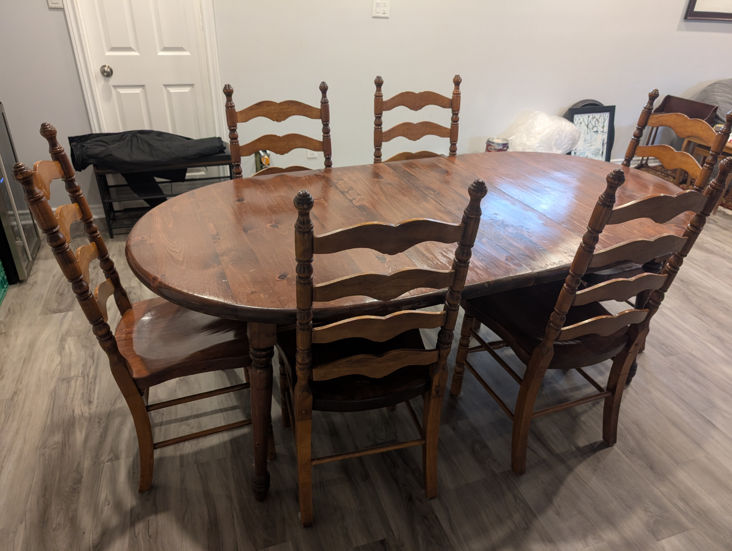 expandable wooden dining table with 6 chairs - photo 5