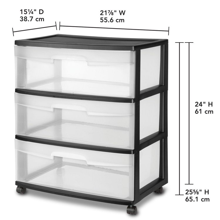Three-Drawer Rolling Storage Cart