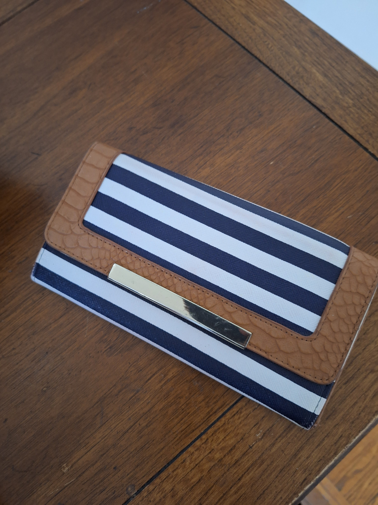 Striped Wallet with Gold Accent