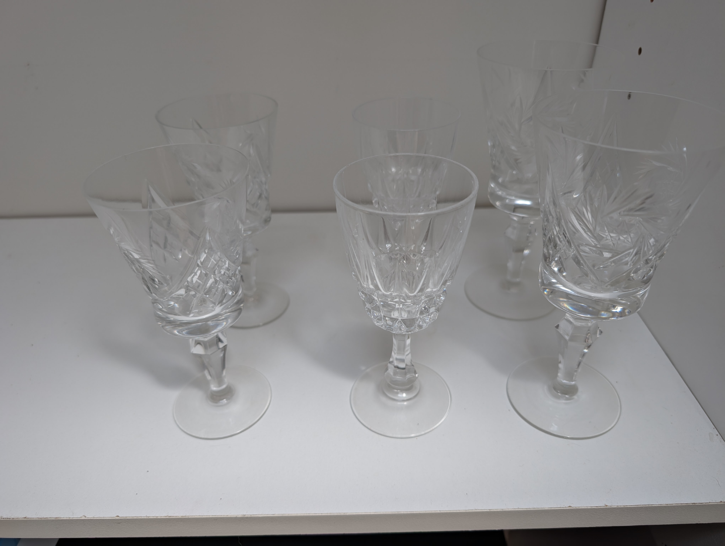 Set of Six Crystal Wine Glasses