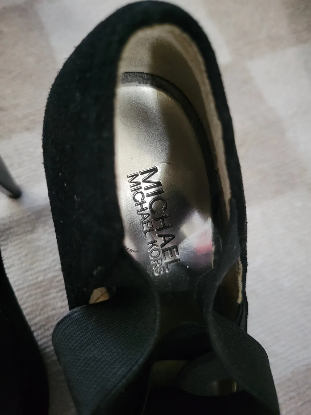 Michael Kors Black Suede Heels, Size 7M image indicator(3)