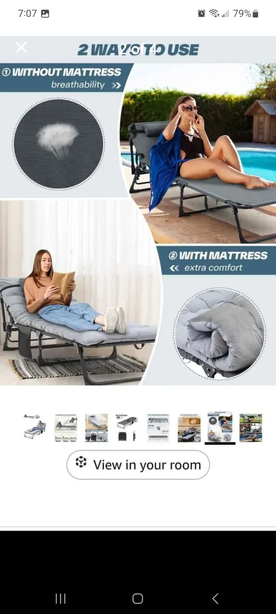 Sportneer 5-Position Folding Camping cotwith Mattress brand and image indicator(3)