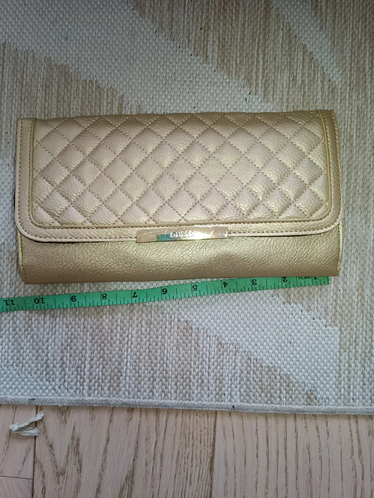 Gold Guess Quilted Clutch Wallet thumbnail