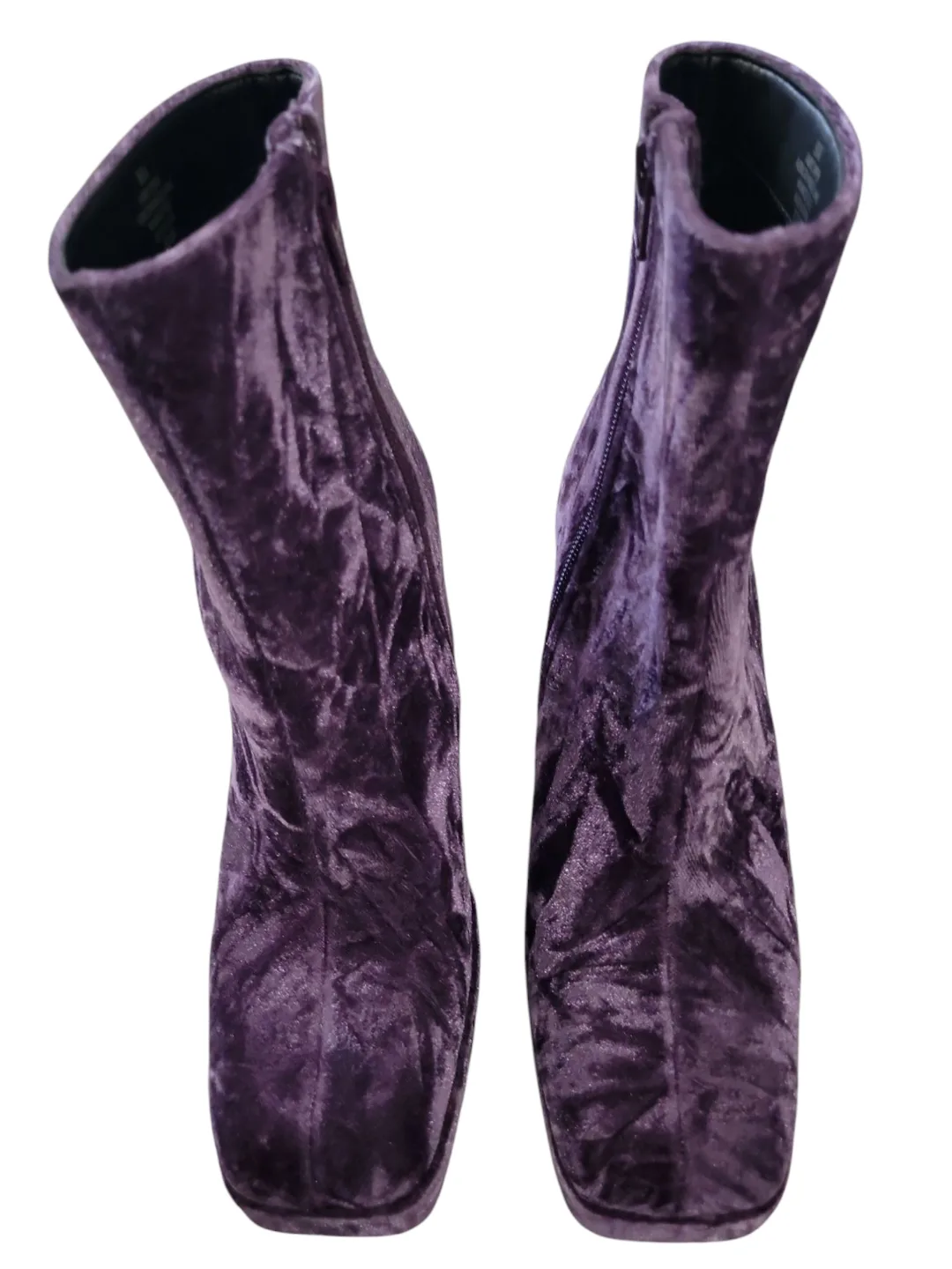 GB Purple Velvet Platform Ankle Boots - Size 8M thumbnail