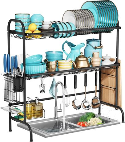 Over the Sink Dish Drying Rack - Double-Layered Black - photo 2