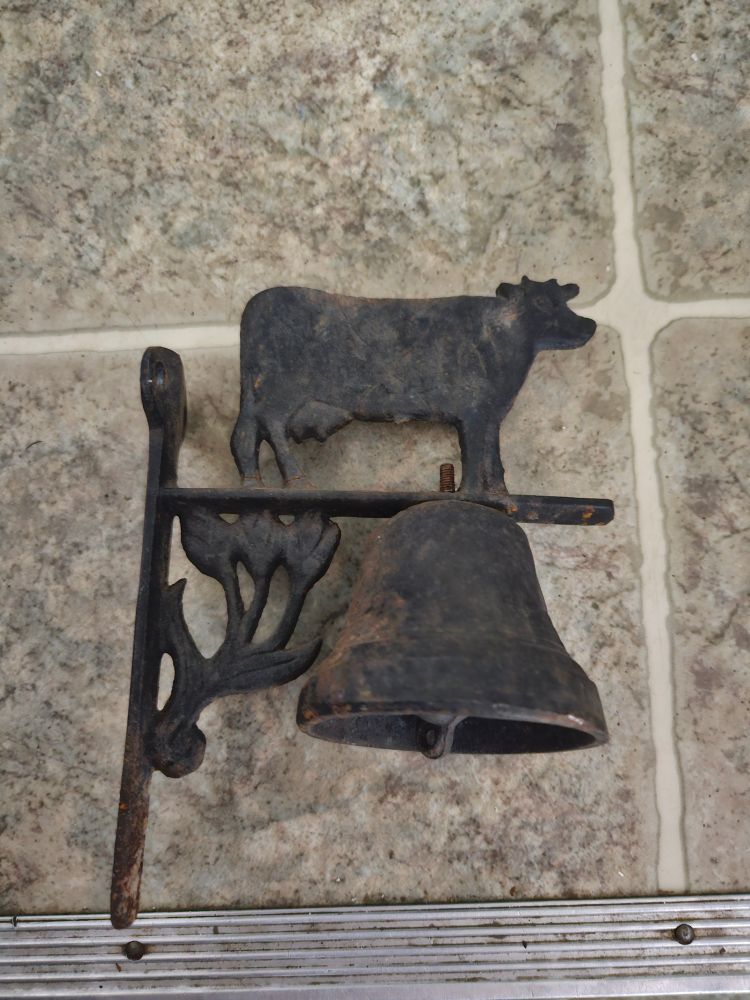 Vintage Cast Iron Cow Bell Wall Hanging