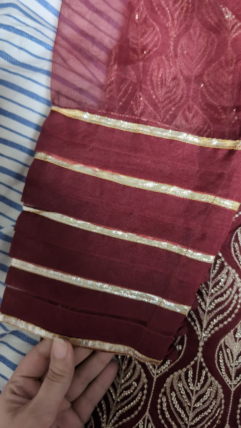 Maroon Embroidered Shalwar Kameez image indicator(4)