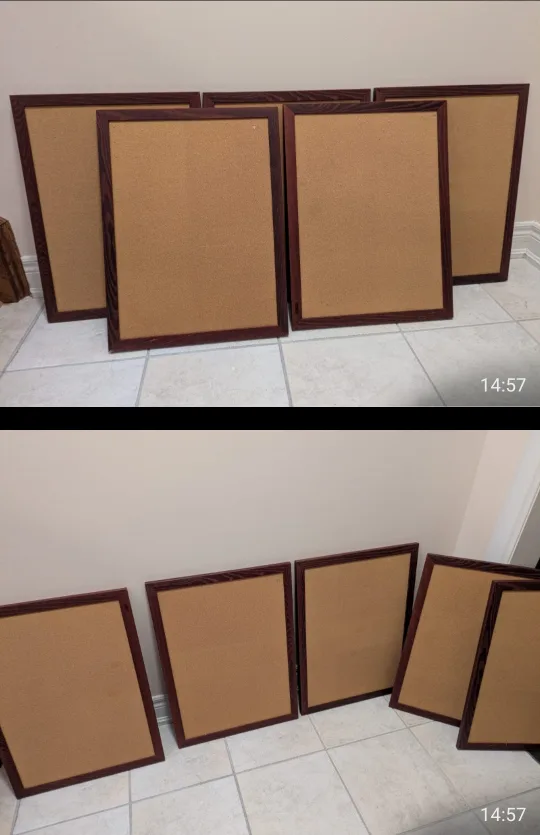Set of 5 Cork Boards with Dark Wood Frames thumbnail