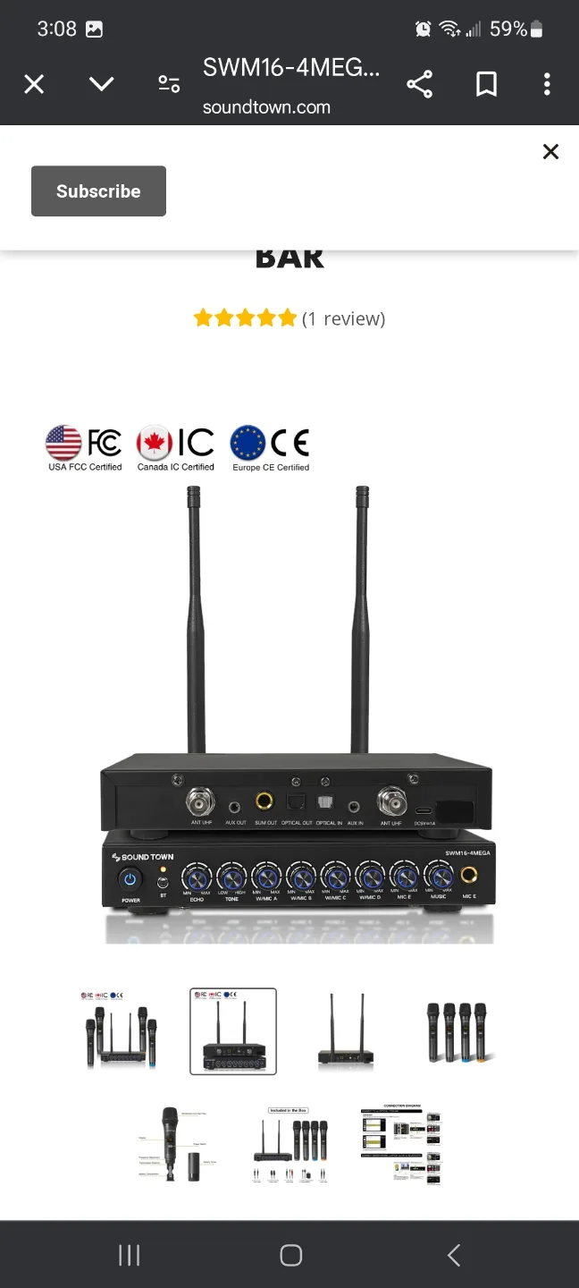 Sound Town 200 Channel Wireless Microphone Karaoke Mixer System image indicator(4)