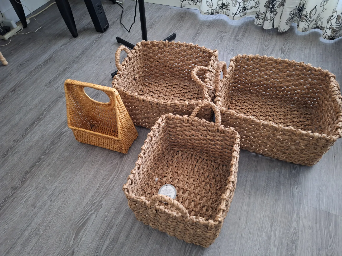 Set of four woven baskets thumbnail