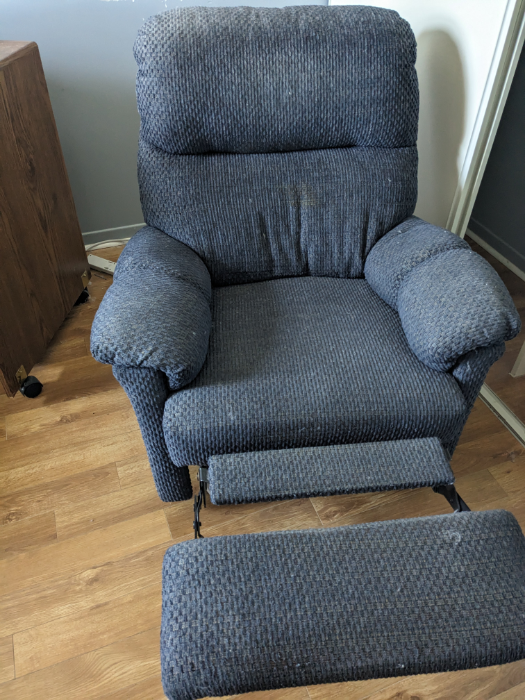 Recliner Chair - Dark Blue Fabric