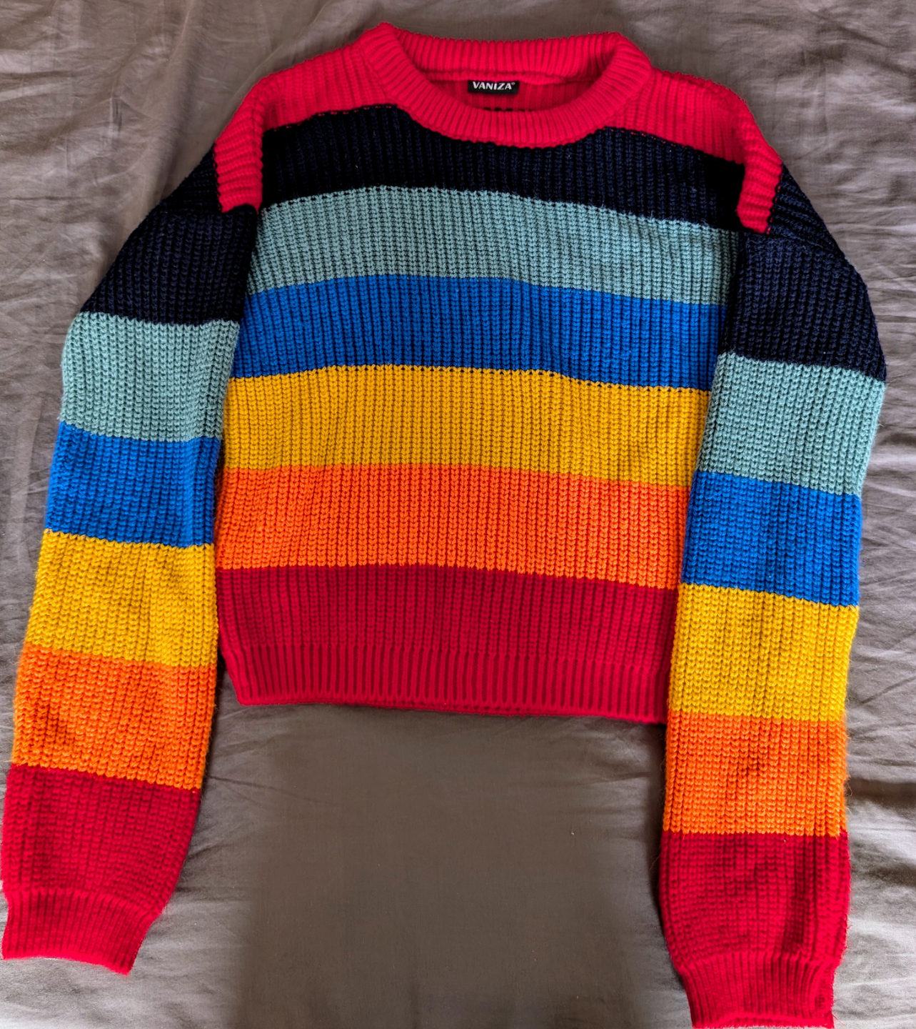 Rainbow Stripe Knit Sweater
