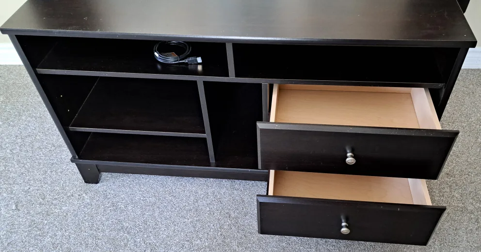 🖥 Dark brown tv & media console with two drawers image indicator(2)