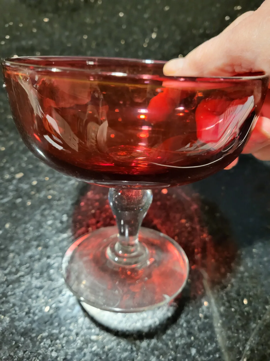 Vintage Ruby Red Coupe Glass thumbnail