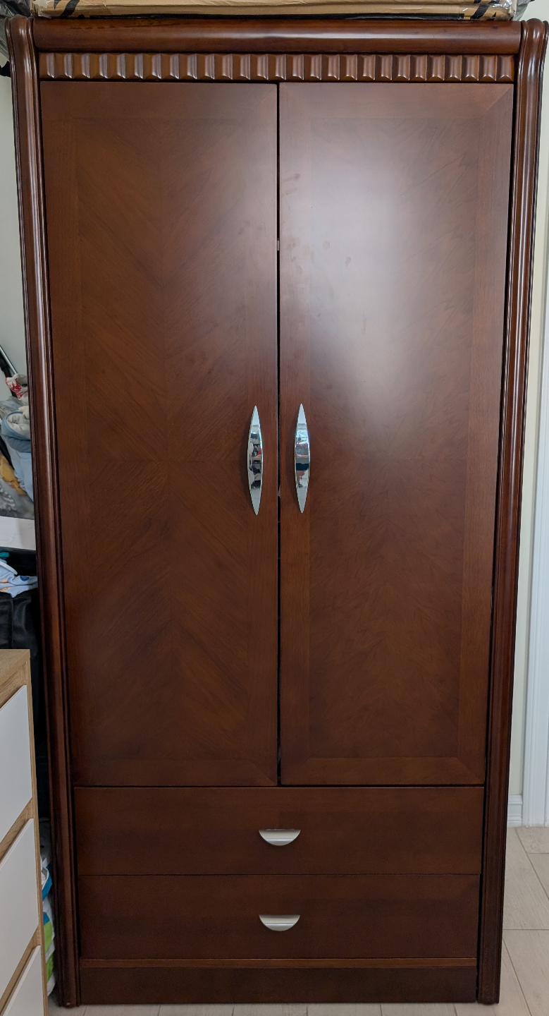 Solid Wood Armoire with Drawers