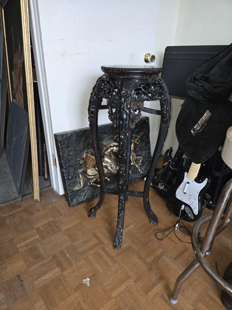 Antique Carved Wooden Plant Stand