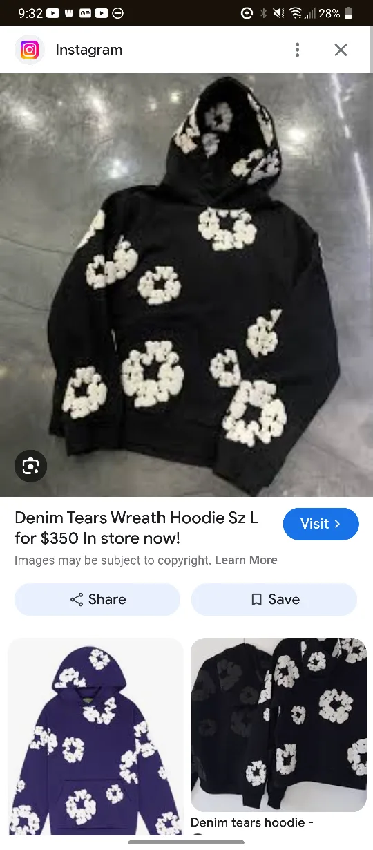 Denim Tears Wreath Hoodie Sz L