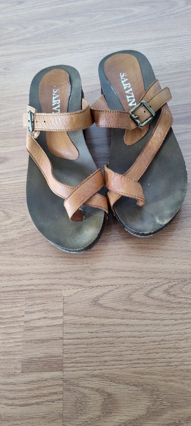 Brown Genuine Leather Sarvin Wedge Sandals image indicator(3)