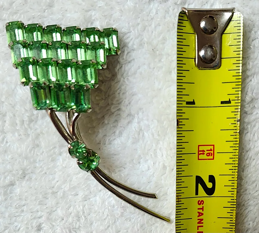 VINTAGE SIGNED SHERMAN Swarovski BRANCH BROOCH PIN image indicator(8)