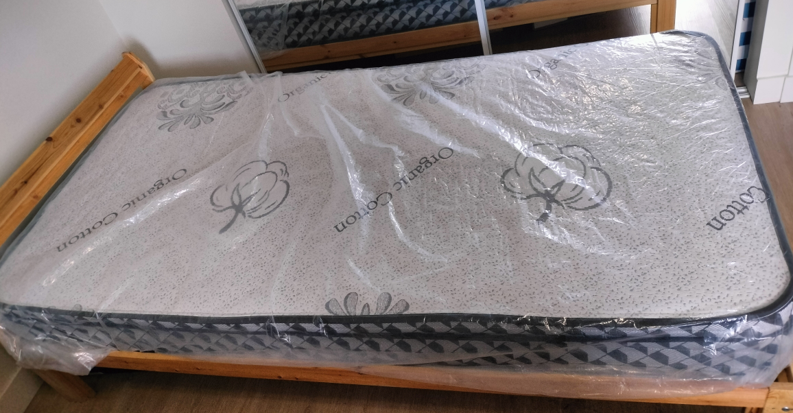 IKEA Pine Single Bed Frame with Mattress - photo 2