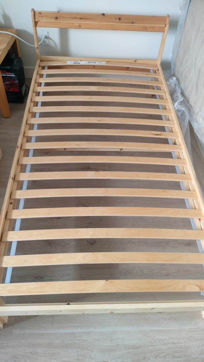 IKEA Pine Single Bed Frame with Mattress - photo 3