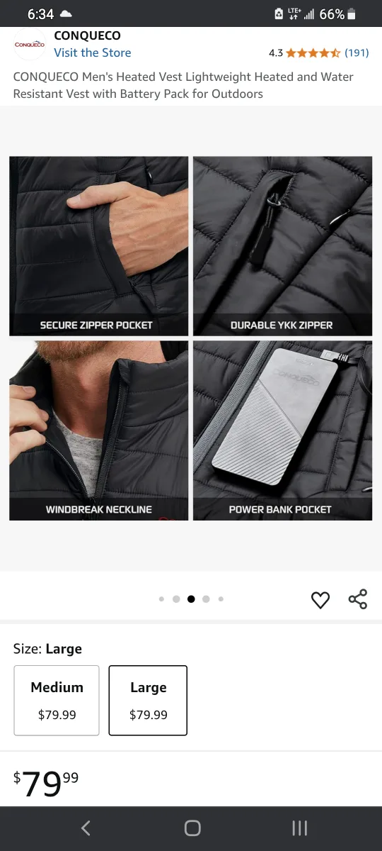 Heated Vest -battery+charger XXL NEW image indicator(5)