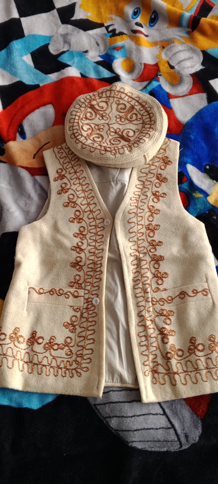 Afghan Embroidered Vest and Hat Set