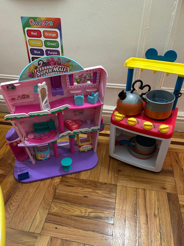 2 Playsets: Super Mall Playset & Mickey Mouse Kitchen Playset