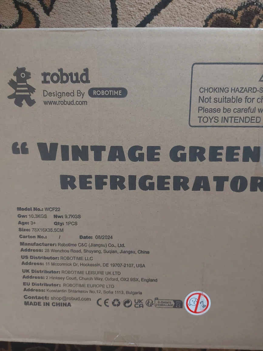 ROBUD Vintage Green Wooden Toy Refrigerator new image indicator(4)