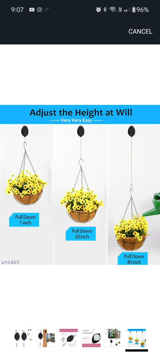 Pair of Retractable Plant Hangers - Adjust Height Easily