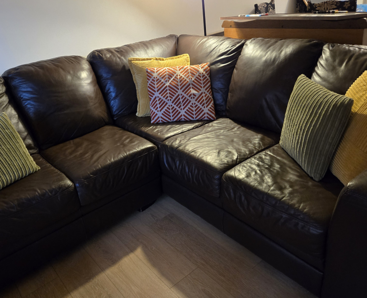 Brown Leather Corner Sectional Sofa